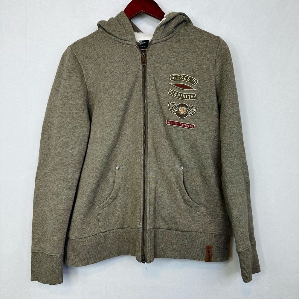 Harley Davidson Jacket Sweater Hoodie Embroidered Biker Sherpa Fleece Patch Zip